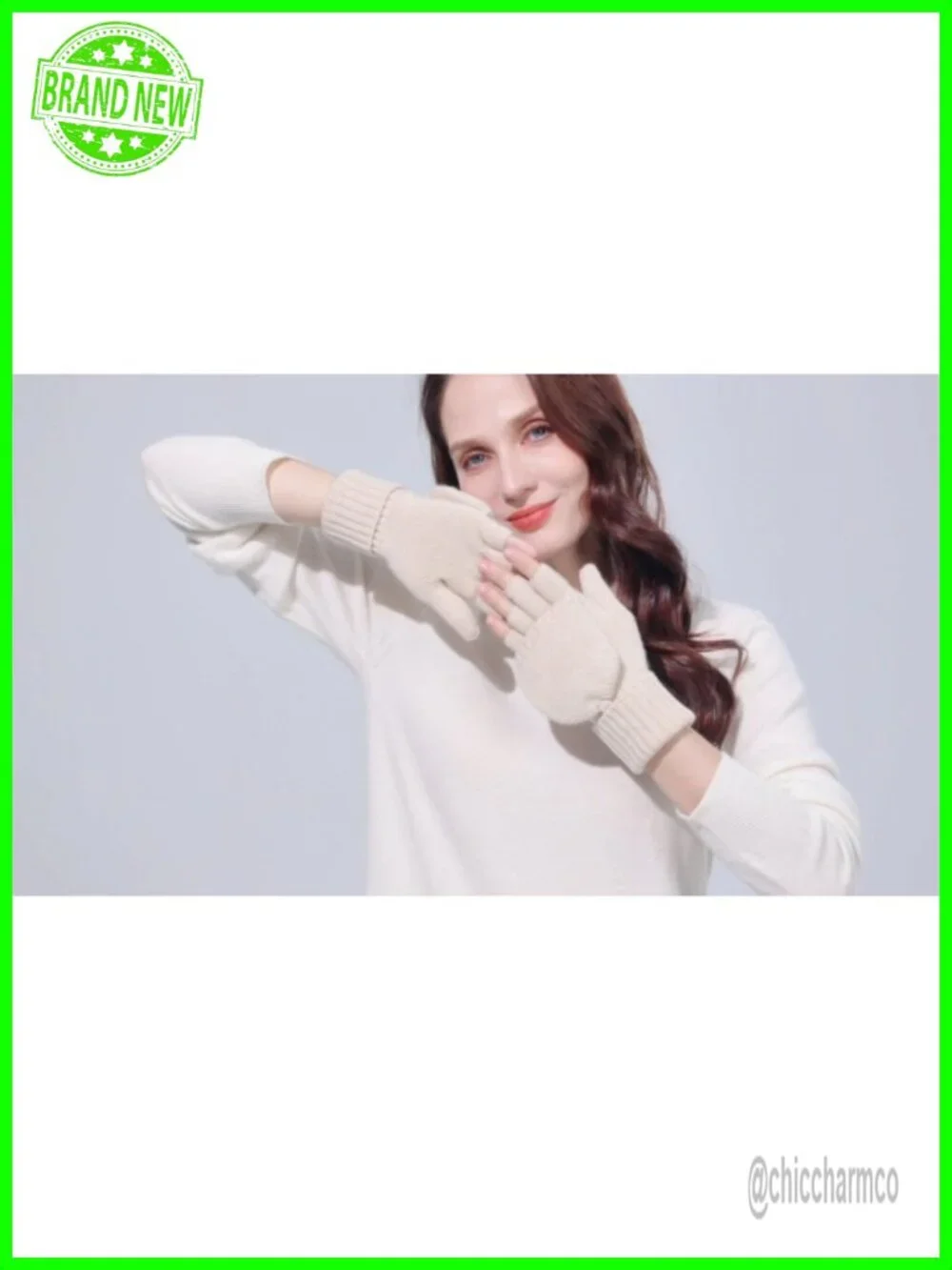100% Cashmere Fingerless Gloves with Convertible Mittens Flap Women Warm